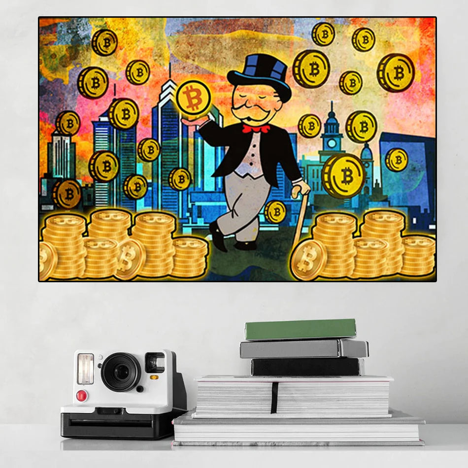 Peinture sur toile Monopoly Bitcoin