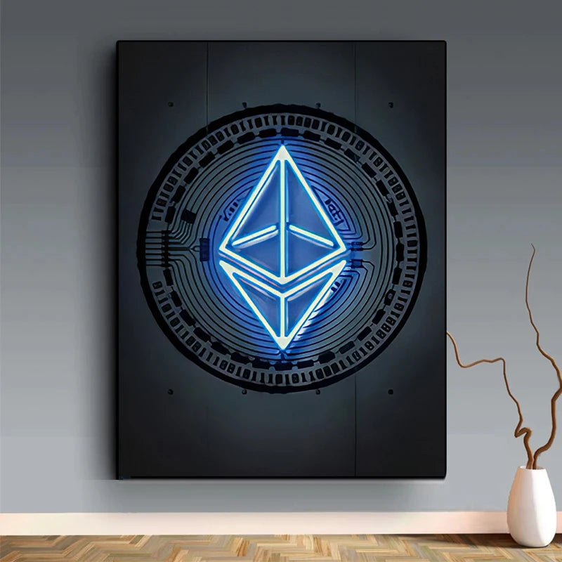 Peinture sur toile Bitcoin / Ethereum