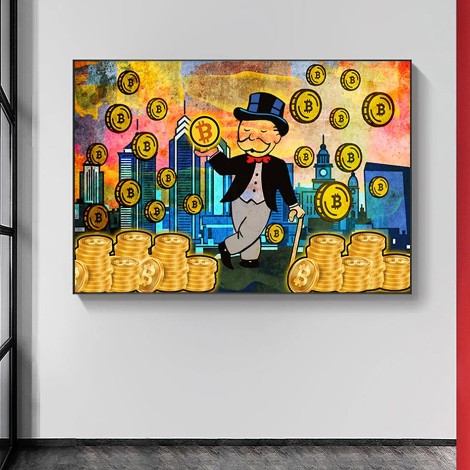 Peinture sur toile Monopoly Bitcoin