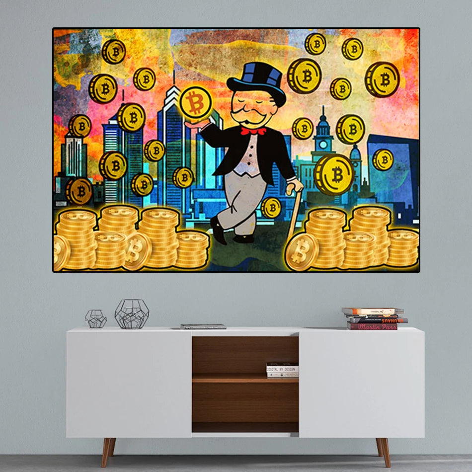 Peinture sur toile Monopoly Bitcoin